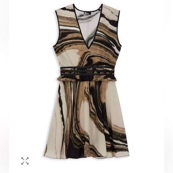 $330 The Kooples Silk Marble Print Mini Dress NWT - Picture 8 of 15